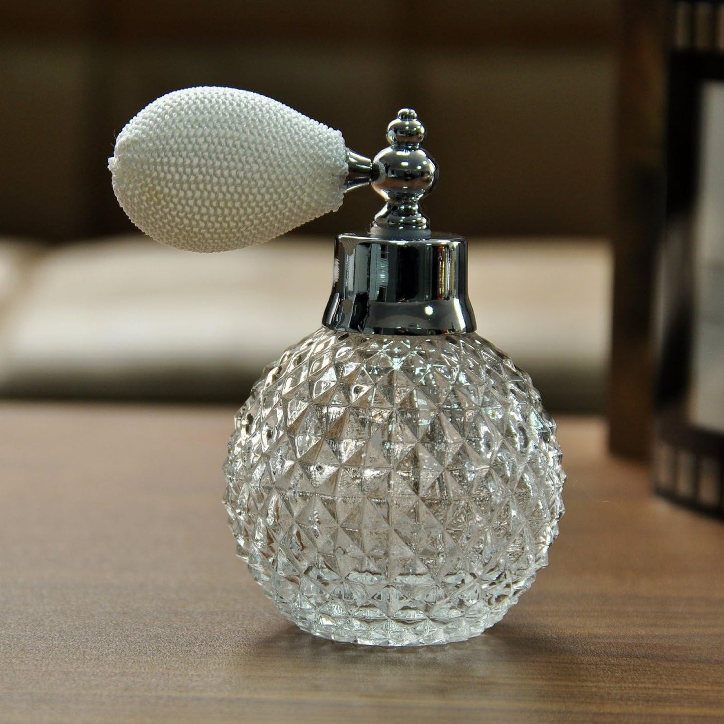 H&D Vintage Crystal Empty Perfume Replacement Spray Bottle Atomizer, Luxury Series (Clear)