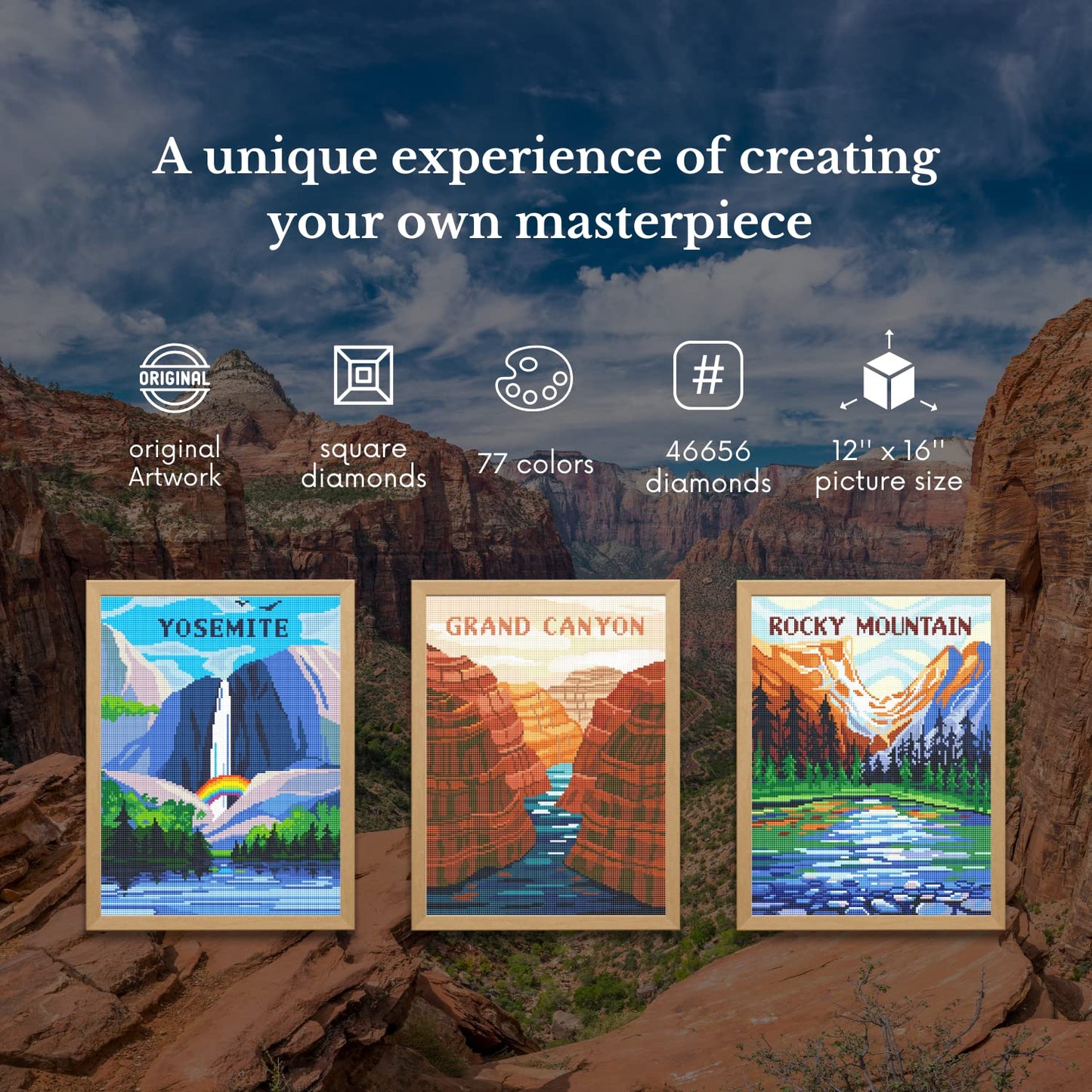 Neopalette Diamond Painting Kits for Adults, Art and Craft, Full Drill Diamond Painting Abstract, DIY 5D Diamond Art Craft, Square Diamond (National Park 1)