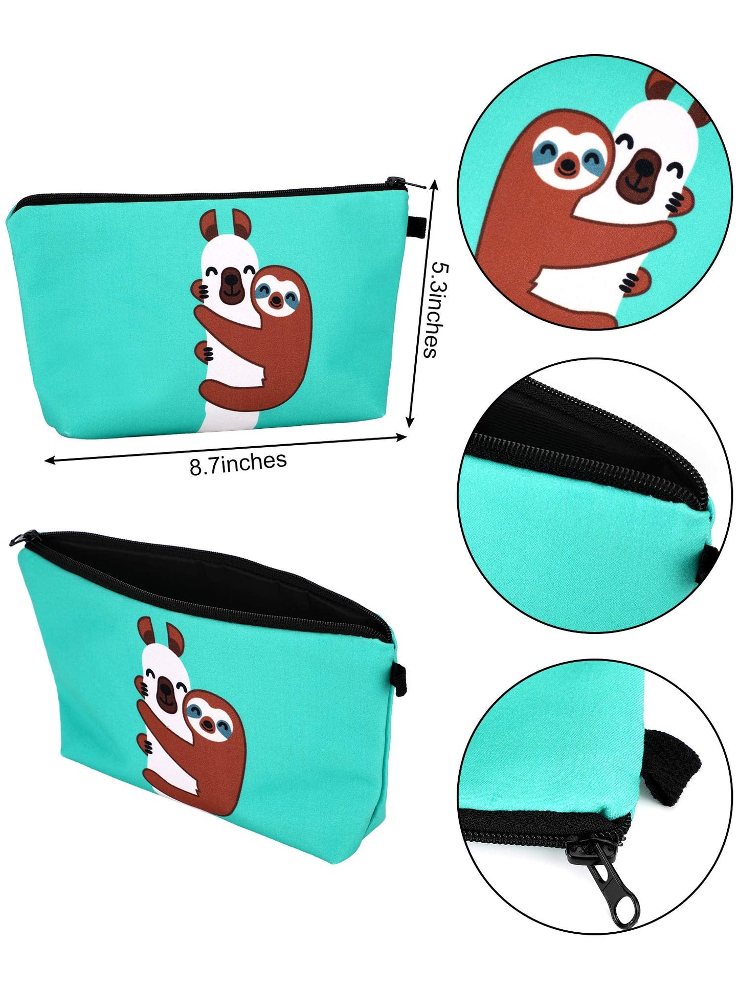 SATINIOR 6 Pcs Llama Gifts for Women Llama Makeup Bag 5.3 x 8.7 Inch Alpaca Pouch Cosmetic Bag for Winter Christmas Women Stocking Stuffers(Cartoon Design)