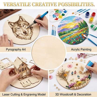 12 Inch Wood Circles for Crafts, 10Pcs Unfinished Wood Rounds for Cricut Projects, Burning, Painting, Door Hanger, DIY Wooden Crafts Gifts for Fathers Day Holiday Home Decor (10PCS)