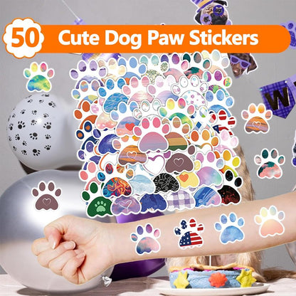 QZYCMHOO 74PCS Dog Paw Favor 50PCS Dog Paw Party Stickers&24PCS Slap Bracelets Paw Birthday Supplies Team Gift Filler