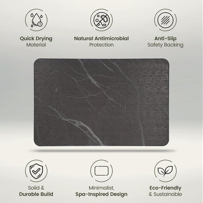 Calivio Quick Dry Shower Stone Bath Mat, Super Absorbent & Non-Slip 24 x 16 Inch Diatomaceous Earth Mat, Durable & Easy to Clean Diatomite Bath Mat for Bathroom Floor/Kitchen (Charcoal)