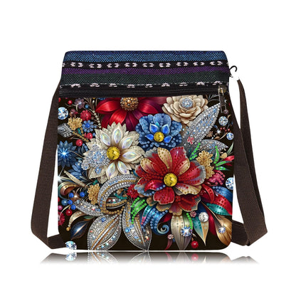 5D DIY Diamond Art Painting Crossbody Bag for Women, Shoulder Bag with Zipper Adjustable Shoulder Strap for Shopping-#10-Flower