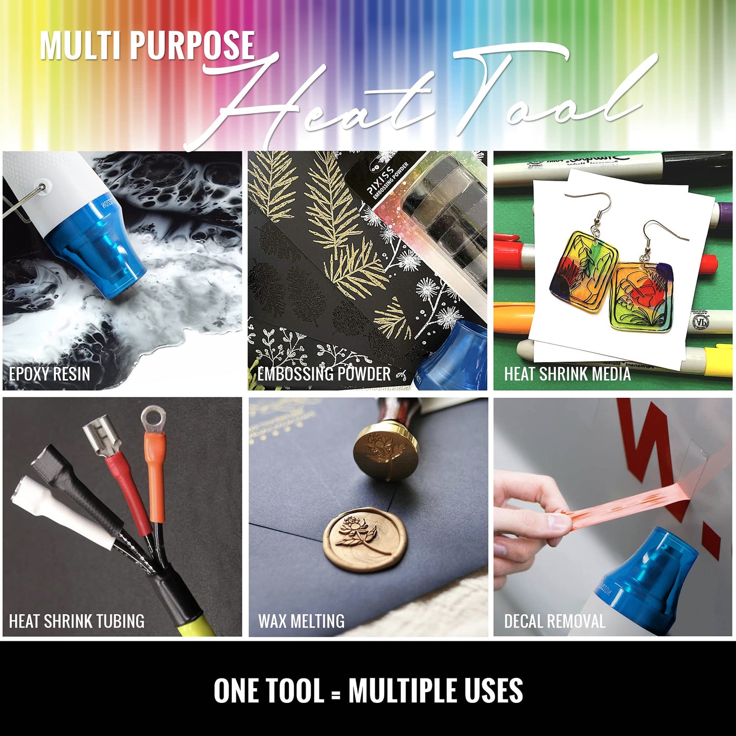 Embossing Kit with Heat Tool Bundle, Embossing Powders, Complete Embossing Starter Kit, Clear Embossing Pen, Embossing Ink Pad, 8X 10ml Embossing Powders for Crafts