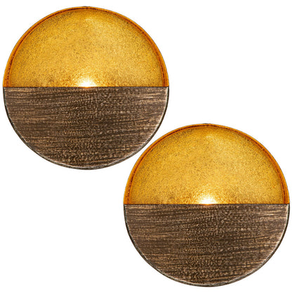 Luxury Metal Wall Candle Sconces – Small Handcrafted Wall-Mounted Tealight Candle Holders with Gold Leaf Interior – Modern & Rustic Home Décor for Living Room, Hallway – 6.5" Bronze Two Pieces