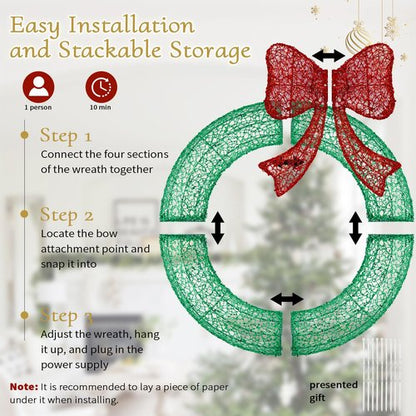 Christmas Wreath (Green/Red, 24in)