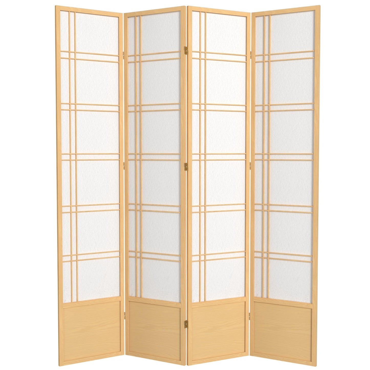 Oriental Furniture 7 ft. Tall Double Cross Shoji Screen - Natural - 4 Panels