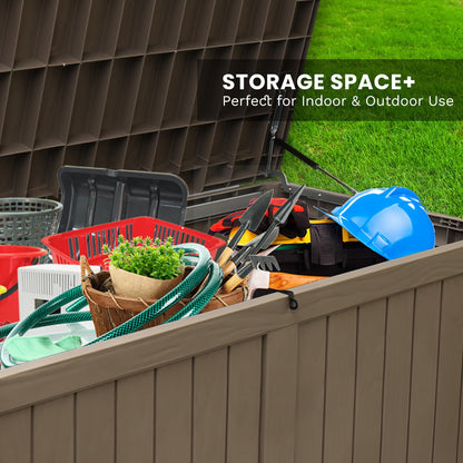 Large Outdoor Storage Box, 230 Gallon Deck Boxes Outdoor, Durable Resin Waterproof Deck Box for Patio Furniture Outdoor Cushions Garden Tools and Pool Storage (Light Brown, 230 Gallon)