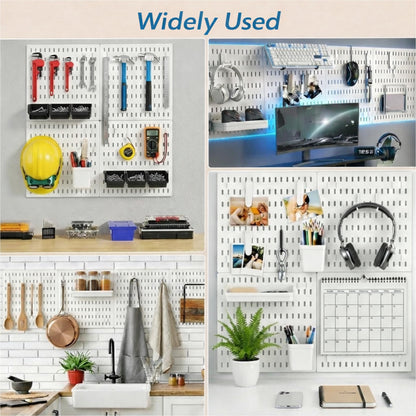 Hogurity Peg Board, 24"x36" Pegboard Wall Organizer, Includes 6PCS White Peg Boards and Accessories, Plastic Peg Board Panels for Craft Room, Office, Kitchen, Gaming Room