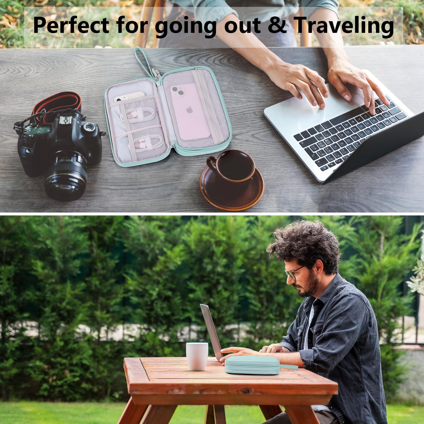 DDgro Travel Accessories Organizer Electronics Pouch for Keeping Certificates Charger/Power Bank/Cables/Mouse/Earphone (Medium, Black)