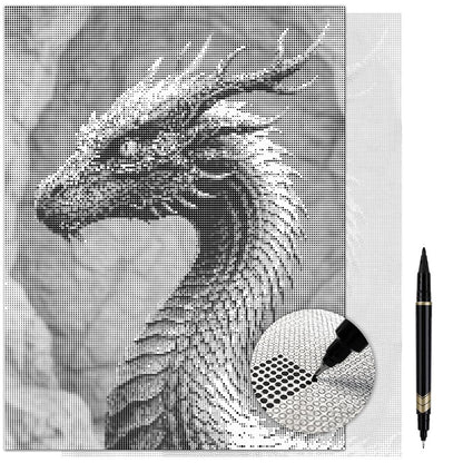 On The Dot Art - Painting Kit for Adults|Enchanted Dragon 13x17 Canvas w/Dual Tip Marker|Relaxing Activity Alternative to Diamond Painting|No Tiny Pcs No Mess Fantasy Mythical Creature Frameable Gift