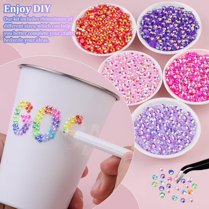 40 Colors Resin Jelly Rhinestones for Bedazzling, 3mm 32000 Pcs Flatback Gems for Crafting,Rhinestone Kit with B7000 Glue for Nail Rhinestones, Shoes, Crafts, Diamond Art & DIY Bedazzler Projects