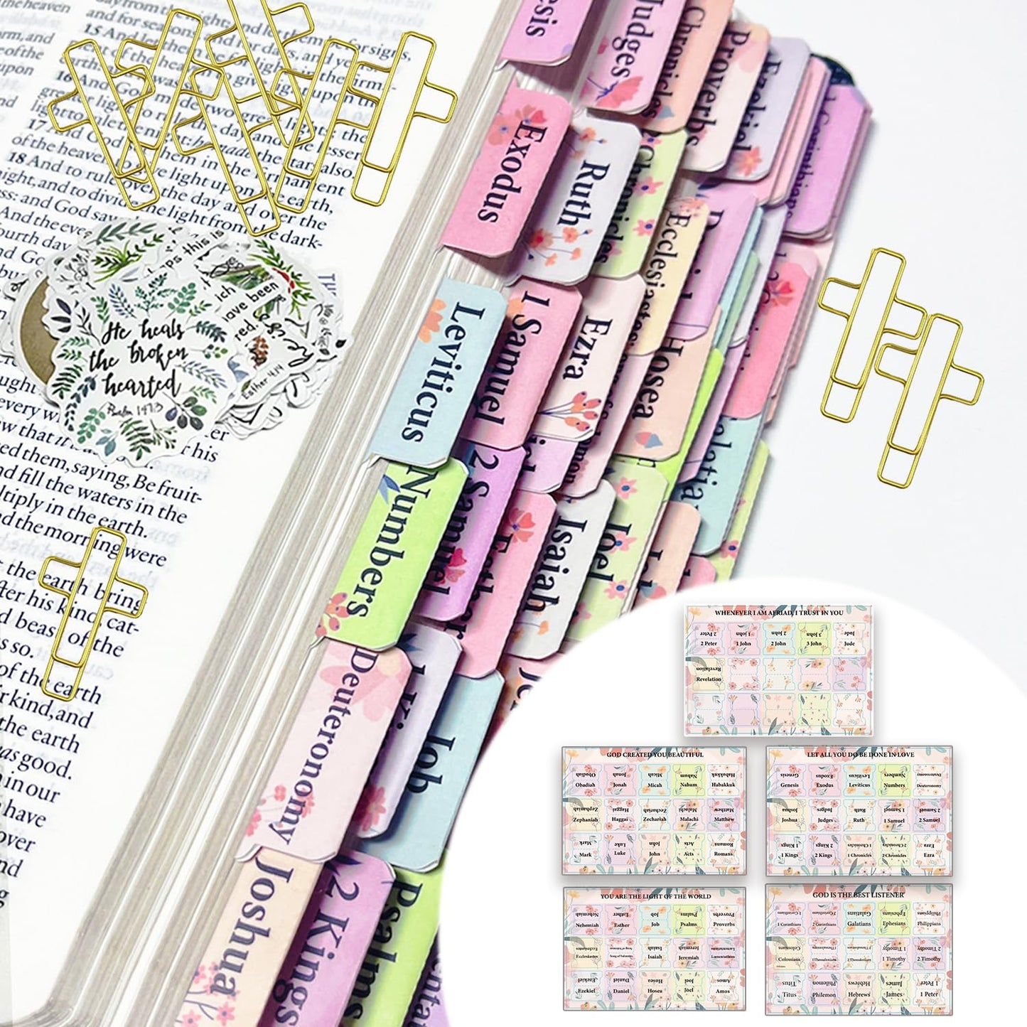 PartyGalore Bible Study Supplies Journaling Kit with Tabs and Notebooks, Bibles Highlighters and Pens No Bleed, Bible Study Kit for Women Students Beginner Christian Gifts