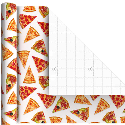 Hallmark Pizza Scented Wrapping Paper Mini Rolls, 3-Pack (Pepperoni, Pizza Slices, Red Gingham Tablecloth) for Birthdays, Graduations, Father's Day, Any Occasion - 45 Sq. Ft. Total