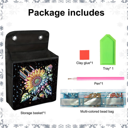 Diamond Painting Storage Organizer Kit with Beautiful Pattern Design Round and Special Shape Diamond Art Kit，Door Hanging Holder Suitable for Storing Small Items, Foldable Wall Pouch Without Hooks