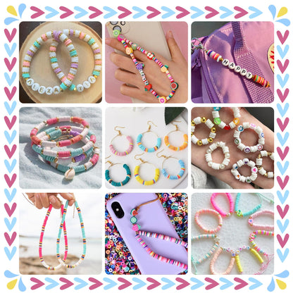 Gionlion 30,000 Pcs Clay Beads Bracelet Making Kit, 168 Colors 8 Boxes Flat Preppy Beads for Friendship Bracelets, Jewelry Kit with Pendant Charms Elastic String Crafts Arts Crafts Gifts