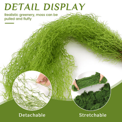 Acellegic 4 Pcs 33 Inch Fake Spanish Moss with 7 oz Artificial Green Moss for Potted Plants Indoor Hanging Garland Greenery Faux Vines Plants Faux Seaweed Greenery for Crafts DIY Garden Home Decor