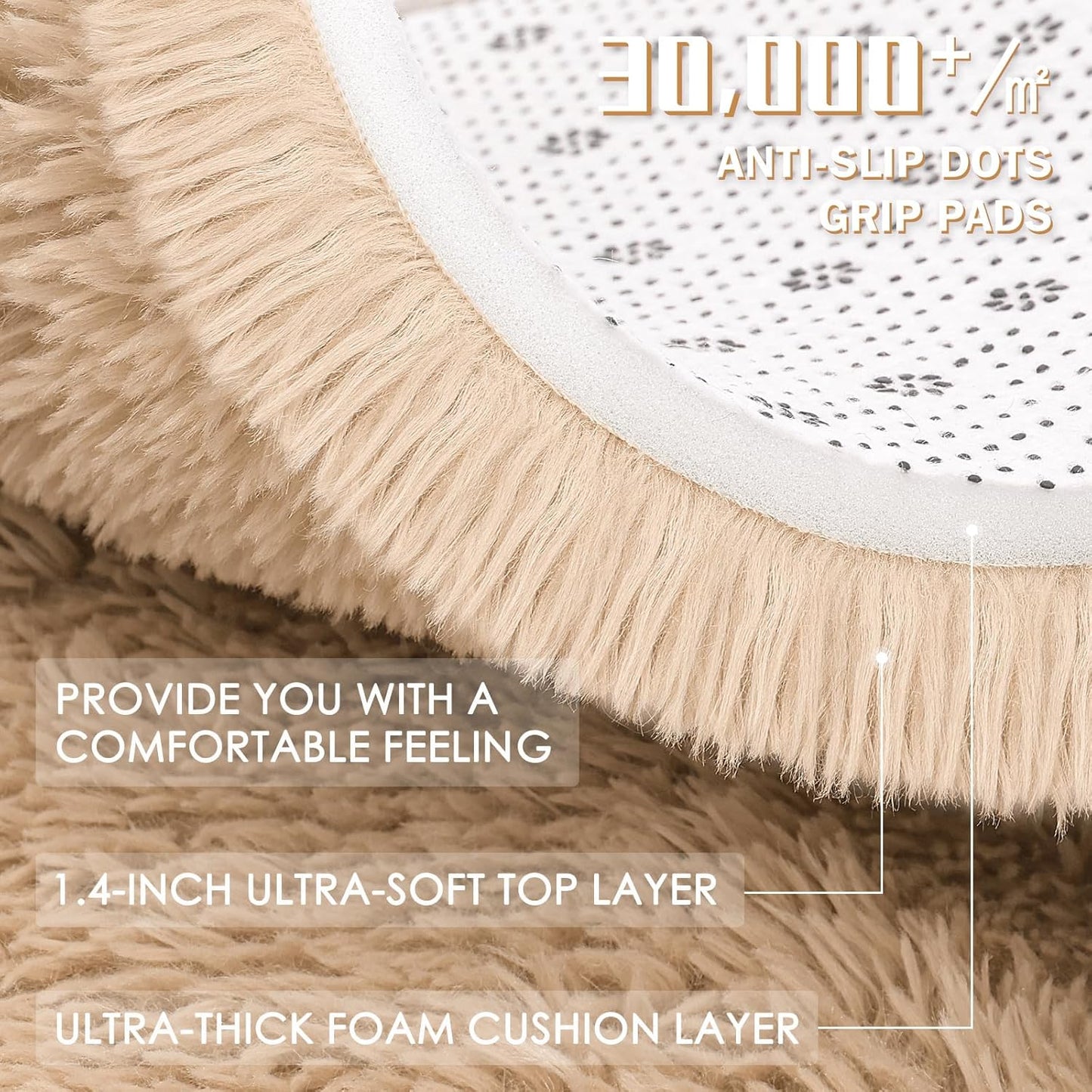 OLANLY Machine Washable 2x12 Runner Rug - Soft Fluffy Shaggy Design for Hallway & Bedroom | Beige