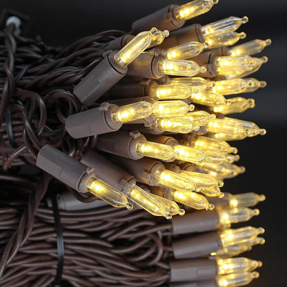 Dazlinli 150 50 LED Warm White Christmas Lights on Brown Wire, Feet Xmas Tree Lights, UL Certified for Outdoor Indoor