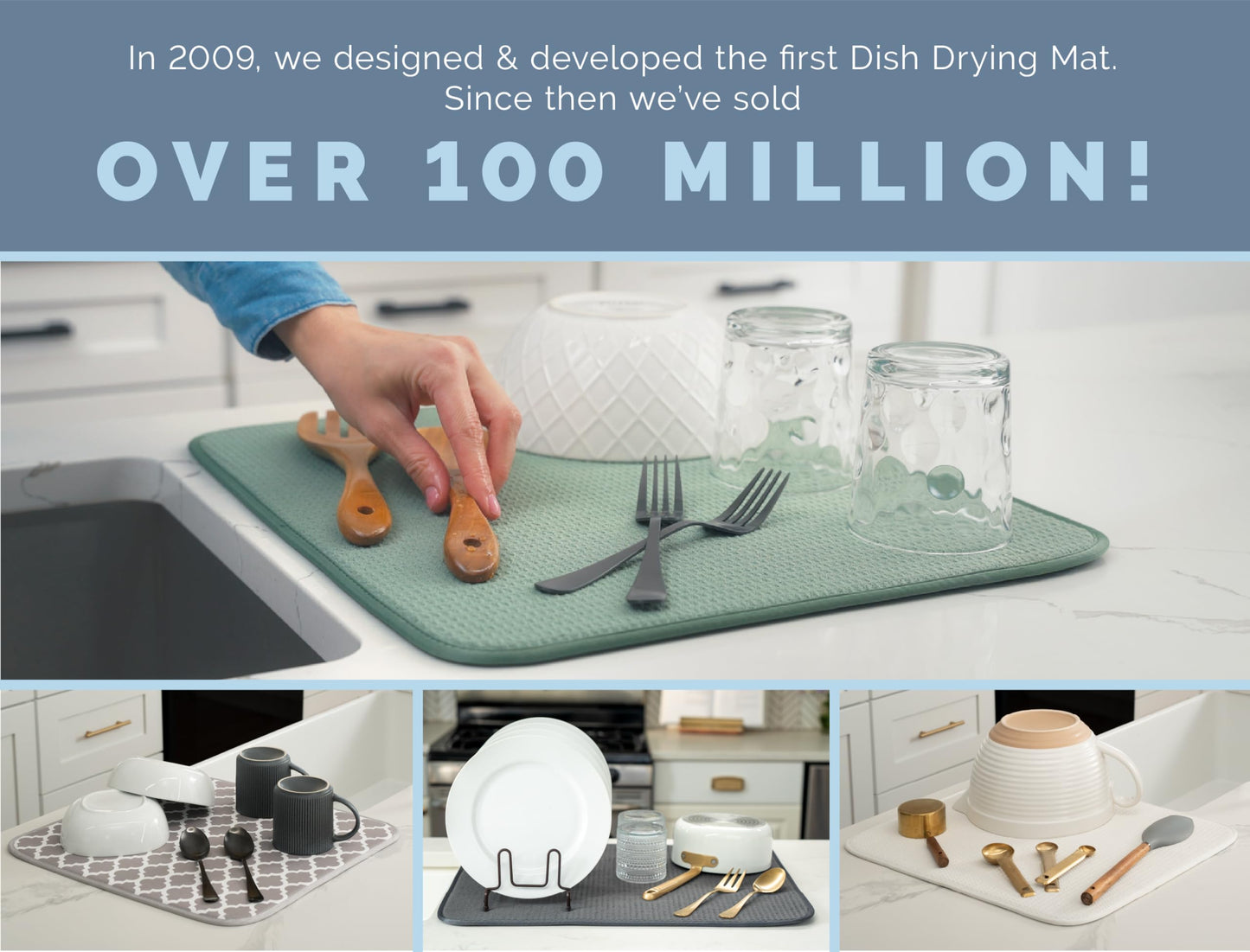 S&T INC. Dish Drying Mat XL, 18” x 24”, Absorbent Microfiber Kitchen Counter Mat, Dish Drying Pad for Dishes, Utensils, Pots and Pans, Extra Large, Black