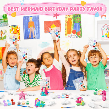 Simgoing 20 Set Mermaid Ceramic Painting Kit DIY Ceramic to Paint Your Own Mermaid Figurines Unpainted Plaster Arts and Craft for Adults Holiday Birthday Party Favors