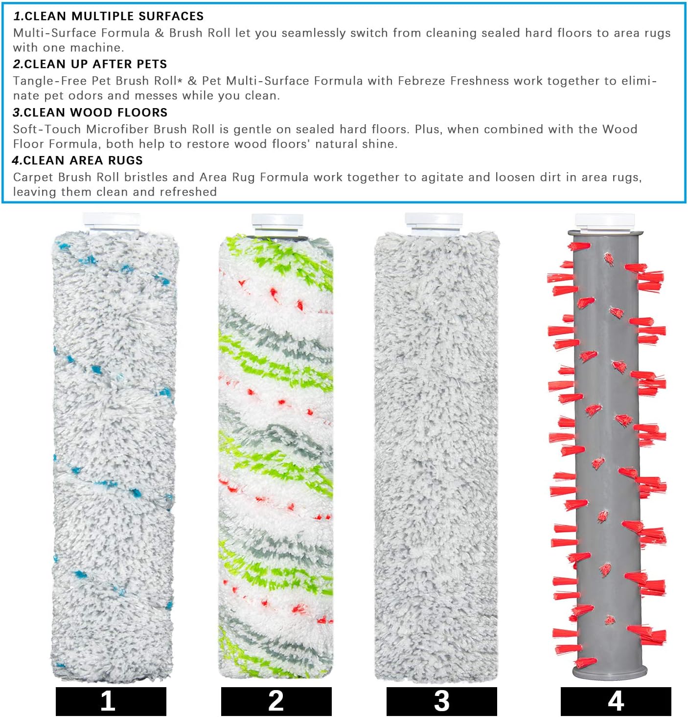 2787 1866 2554A,2590,2593,2596,for 35151, 3515, 35152, 3513, 3518 Multi-Surface Pet Brush Rolls & Vacuum Filters