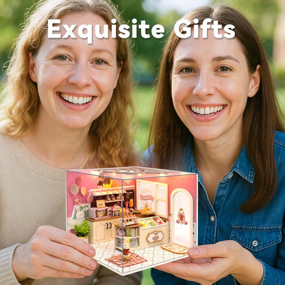 Flever DIY Miniature House Kit, Tiny Home Kit with LED Light, Mini House Build Craft Kits for Adults and Teens, Home Decor Creative Gift for Family/Friends (Happiness ice Cream Shop)