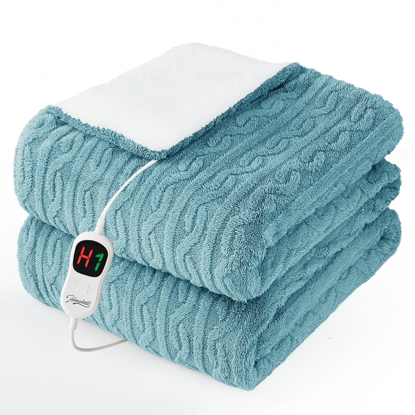 Homemate Electric Heated Blanket Twin - 62"x84" Heating Bed Blankets Throw with 10 Heating Levels 8 Hours Auto Off Fast Heating Over-Heated Protection Ultra Soft Warm Flannel ETL Certified Grey