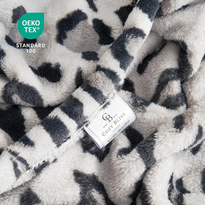 Cozy 90"*90" Bliss Leopard Print Fuzzy Throw Blanket for Bed & Couch, Thick Soft Warm Fleece Blankets for Room Decor