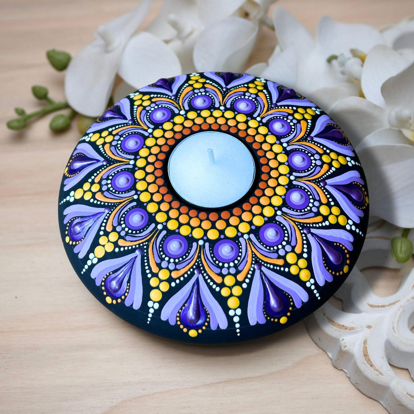 Mandala Dotting Stencils for Tea Light Candle Holder Castings - Happy Dotting Company - 2 Pack Contains a 18 Segment and 12 Segment silione templates for Making guidelines