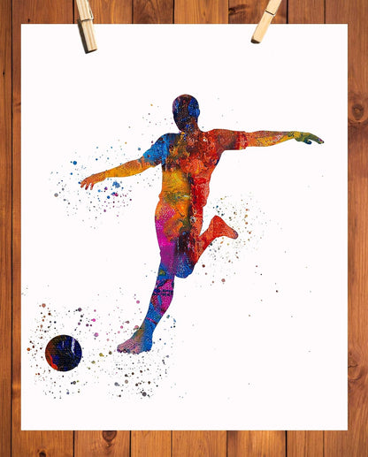Male Soccer Player Abstract Sport Wall Art Print 11x14 for Teen Boy Bedroom Decor