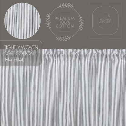 VHC Brands Sawyer Mill Blue Valance Curtain Lined Stripe for Kitchen or Dining Room Windows 16x72