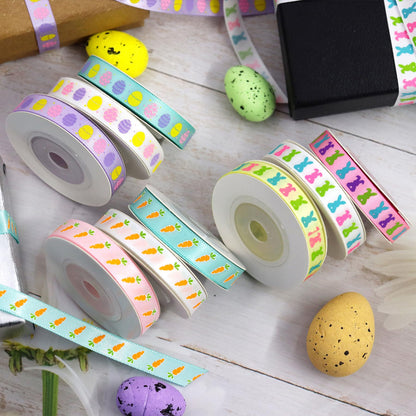 YERELO Easter Ribbon, 54 Yards 3/8'' Size 6 Yard x 9 Roll Ribbons Gift Wrapping Ribbon Hair Bow Wreath Making for Easter DIY Craft Party Decoration