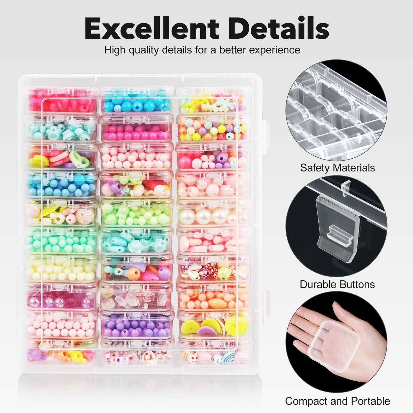 DILIBRA Bead Organizer Box, 93Pcs Small Bead Storage Containers Plastic Cases with Hinged Lid, Rectangle Clear Diamond Painting Storage Containers for Jewelry, DIY Crafts, Bracelet, Seeds, Nail