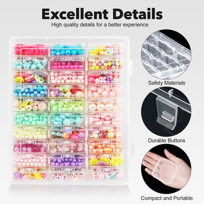 DILIBRA Bead Organizer Box, 93Pcs Small Bead Storage Containers Plastic Cases with Hinged Lid, Rectangle Clear Diamond Painting Storage Containers for Jewelry, DIY Crafts, Bracelet, Seeds, Nail