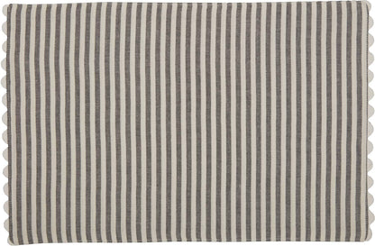 Piper Classics Farmhouse Ticking Stripe Gray Placemats with Rickrack, Set of 4, 12" x 18", Kitchen & Dining Decor