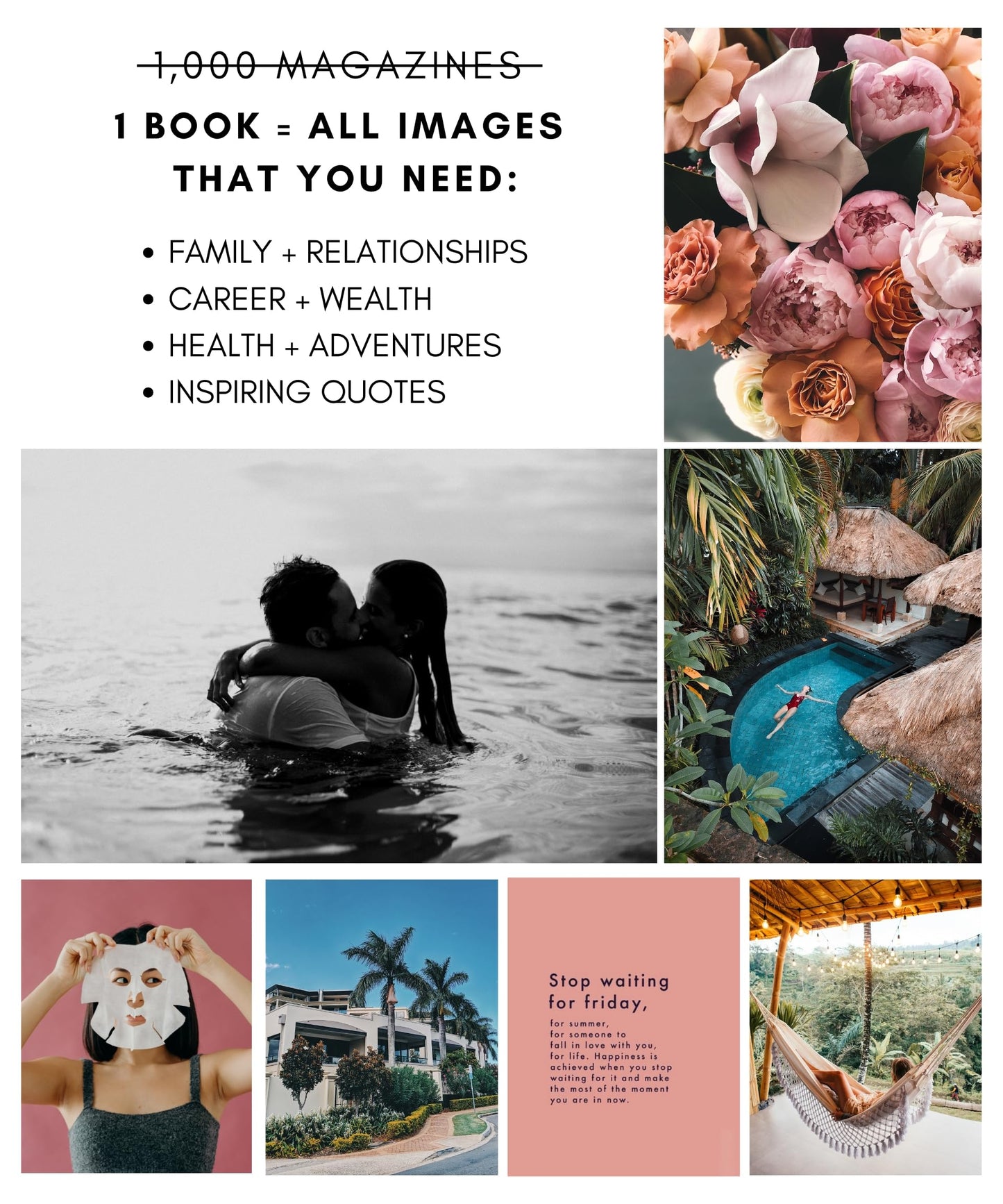 Lamare Vision Board Book - 1000+ Aesthetic Vision Board Images & Motivational Quotes, Vision Board Supplies, Vision Board Kit, Collage Book for Manifestation, Self Care & Goal Setting