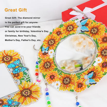 LazyFold 2Pcs Diamond Art Painting Mirror,Special Shaped Crystal DIY Diamond Suncatcher for Beginner Arts Crafts Gifts Home Decor Handmade Gift