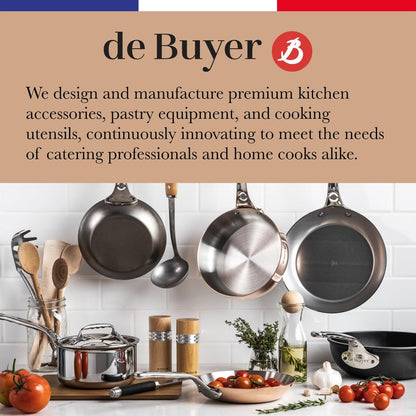 de Buyer MINERAL B Carbon Steel Omelette Pan - 9.5” Diameter, 7.7” Cooking Surface - Naturally Non-Stick Finish - Made in France