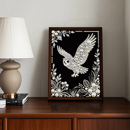 MVVMTOP Pearl Diamond Painting Kits for Adults Beginners, 5D DIY owl Diamond Art with Half Round Pearl Drills and Crystal Rhinestones, Sparkling Diamond Dots Craft for Home Wall Decor