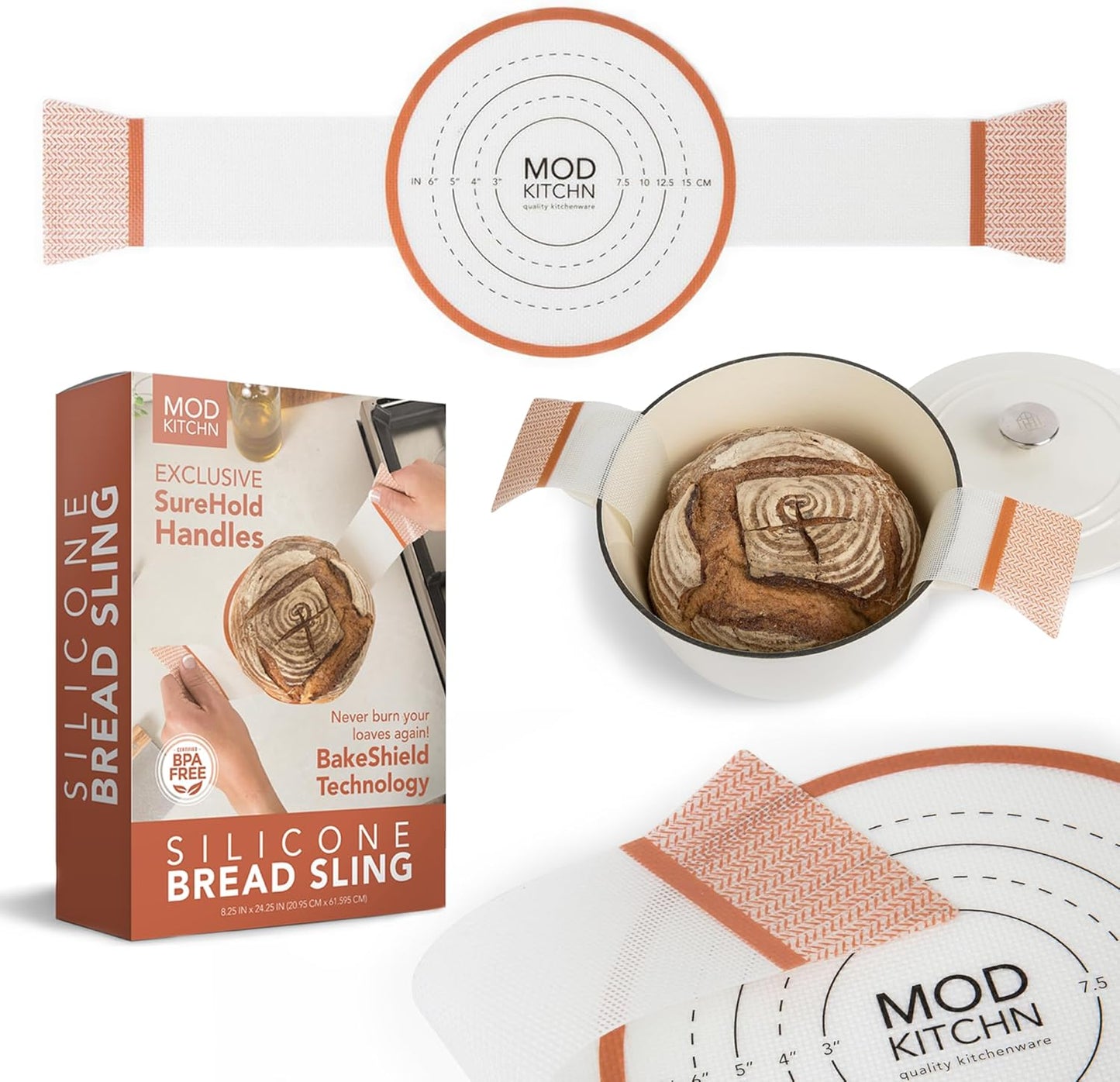 Silicone Bread Sling, Exclusive SureHold Handles, Sourdough Baking Sling, Bread Mat for Bread Making Tools
