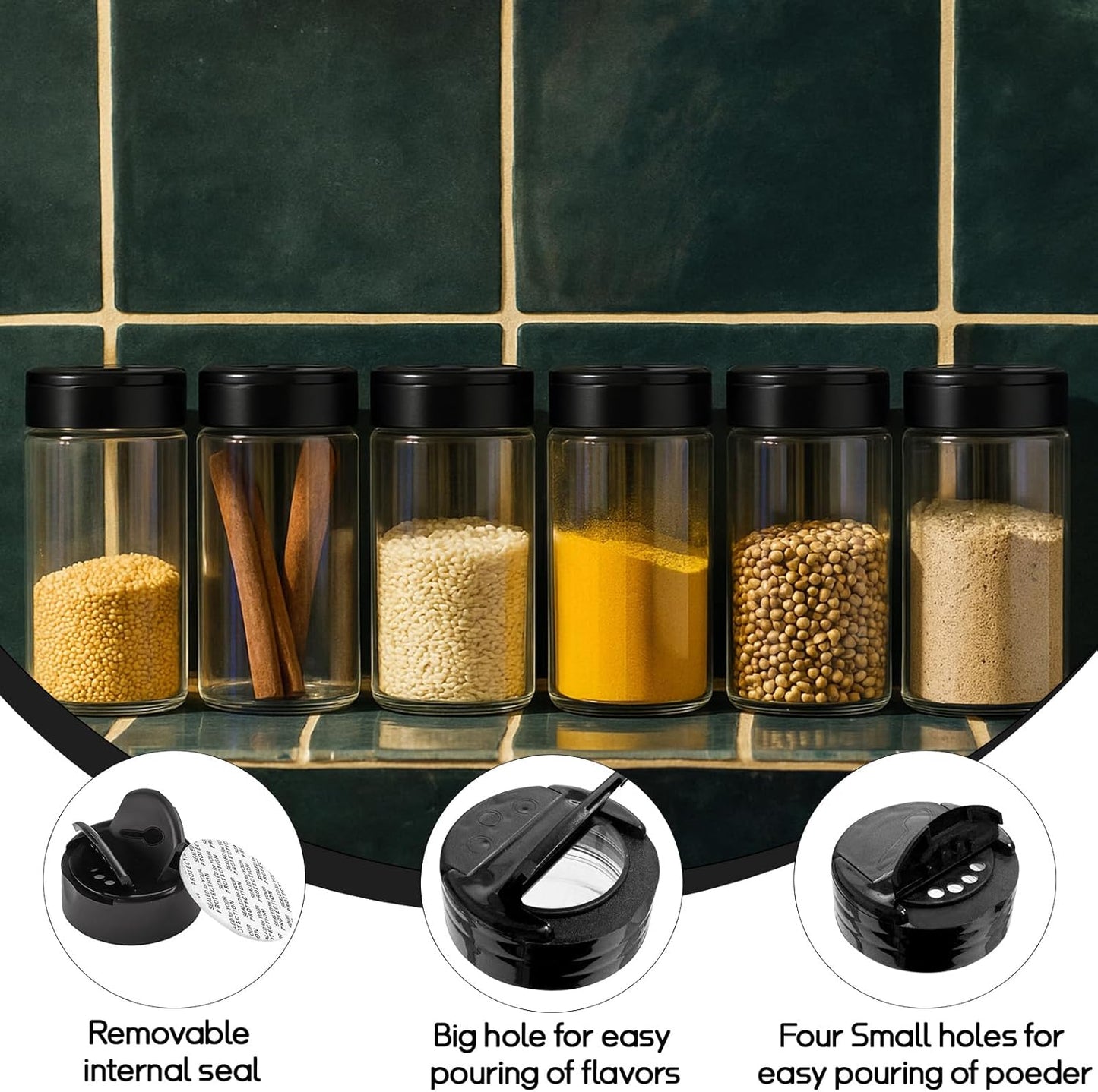 24 Pack 16 Oz Plastic Spice Jars Bottles Empty Seasoning Bottles Containers Small Clear Spice Shaker and Stickers