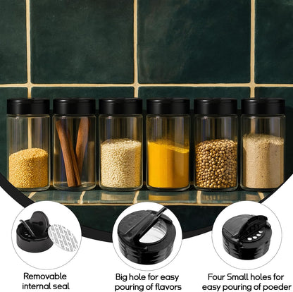 24 Pack 16 Oz Plastic Spice Jars Bottles Empty Seasoning Bottles Containers Small Clear Spice Shaker and Stickers