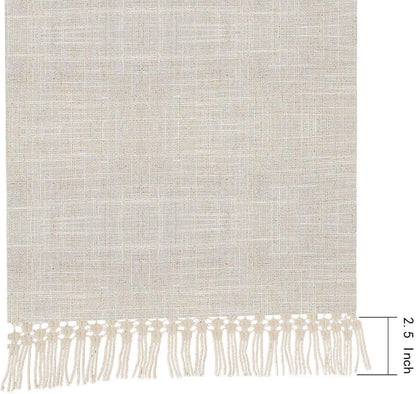 Grelucgo Natural Color Lined Fringe Table Runner or Dresser Scarf, 14 x 48 inches