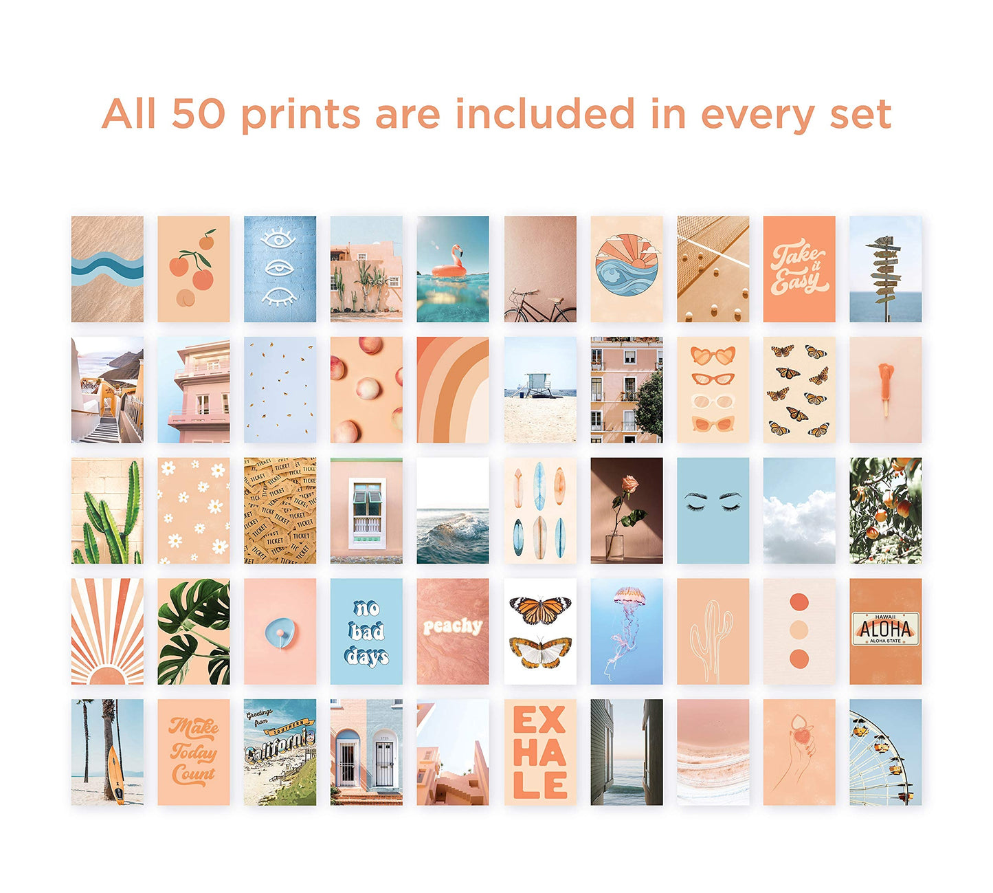 HAUS AND HUES Peach Photo Collage Kit - Wall Aesthetic Collage Kit for Teens (Set of 50)