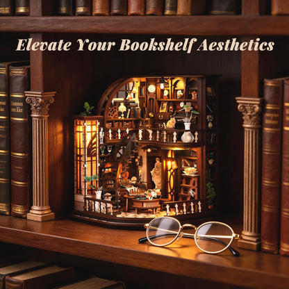 DolphinIsle Book Nook Kit for Adults Booknook DIY Miniature House Kit Library Decor Fantasy 3D Puzzle (Bacchus Bookstore)