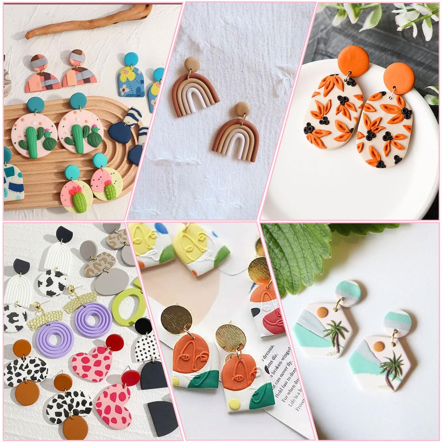 Fesorsi 772 Pcs Clay Earring Making Kit, 39 Polymer Clay Molds Stainless Steel, Polymer Clay Tools with 8 Circle Cutters, 1 Clay Letter Stamps and 710 Pcs Earring Accessories for DIY Jewelry