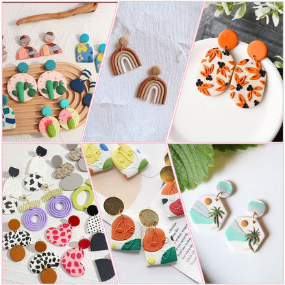 Fesorsi 772 Pcs Clay Earring Making Kit, 39 Polymer Clay Molds Stainless Steel, Polymer Clay Tools with 8 Circle Cutters, 1 Clay Letter Stamps and 710 Pcs Earring Accessories for DIY Jewelry