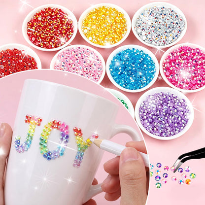 44000 Pcs Resin Jelly Rhinestones Bedazzling Kit - 48 Colors Bedazzler Kit with Rhinestones for Diamond Art - 3mm Bedazzle Kit with 3 Pcs Glue for Nail Art Crafting Makeup