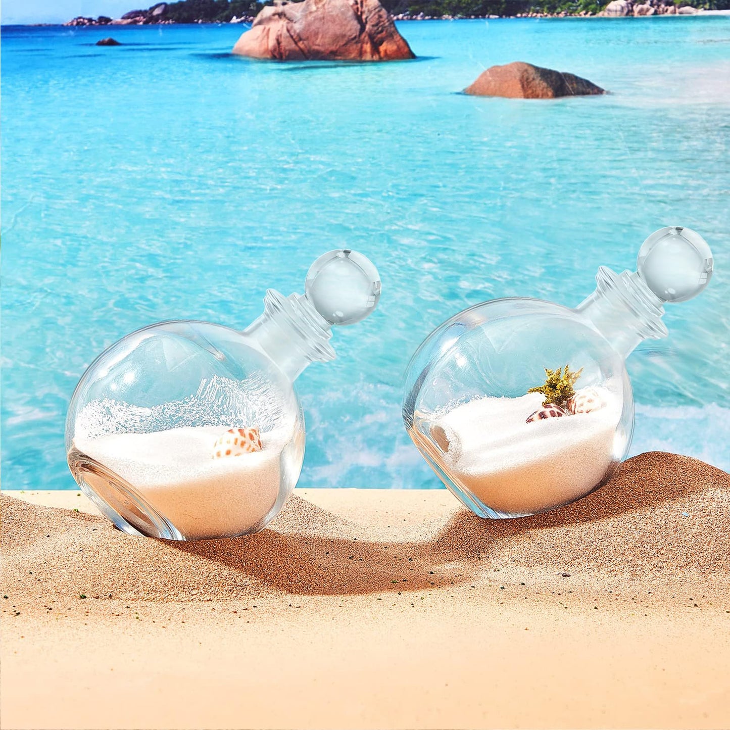 Tessco for you 3 Pcs Round Glass Bottles 8.5 oz Potion Bottles Clear Spherical Decorative Jars for Liquor Candy Potpourri Halloween Christmas Decoration DIY Art Crafts Gift(Stylish)